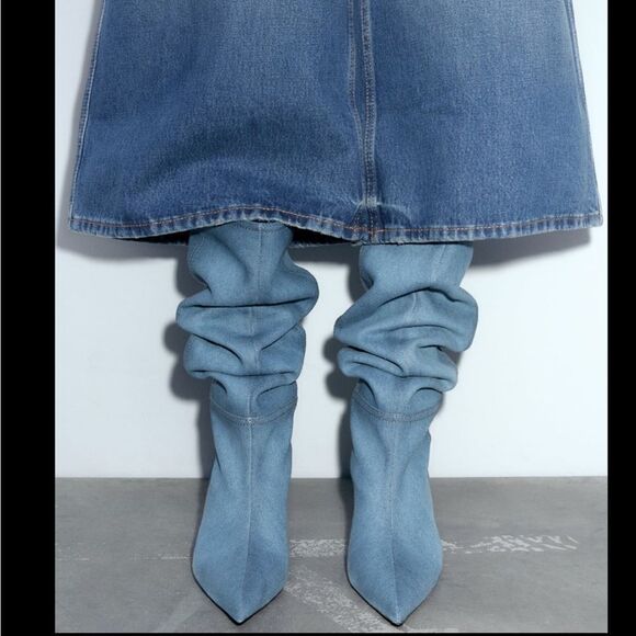 Zara knee high denim boots - Picture 3 of 9